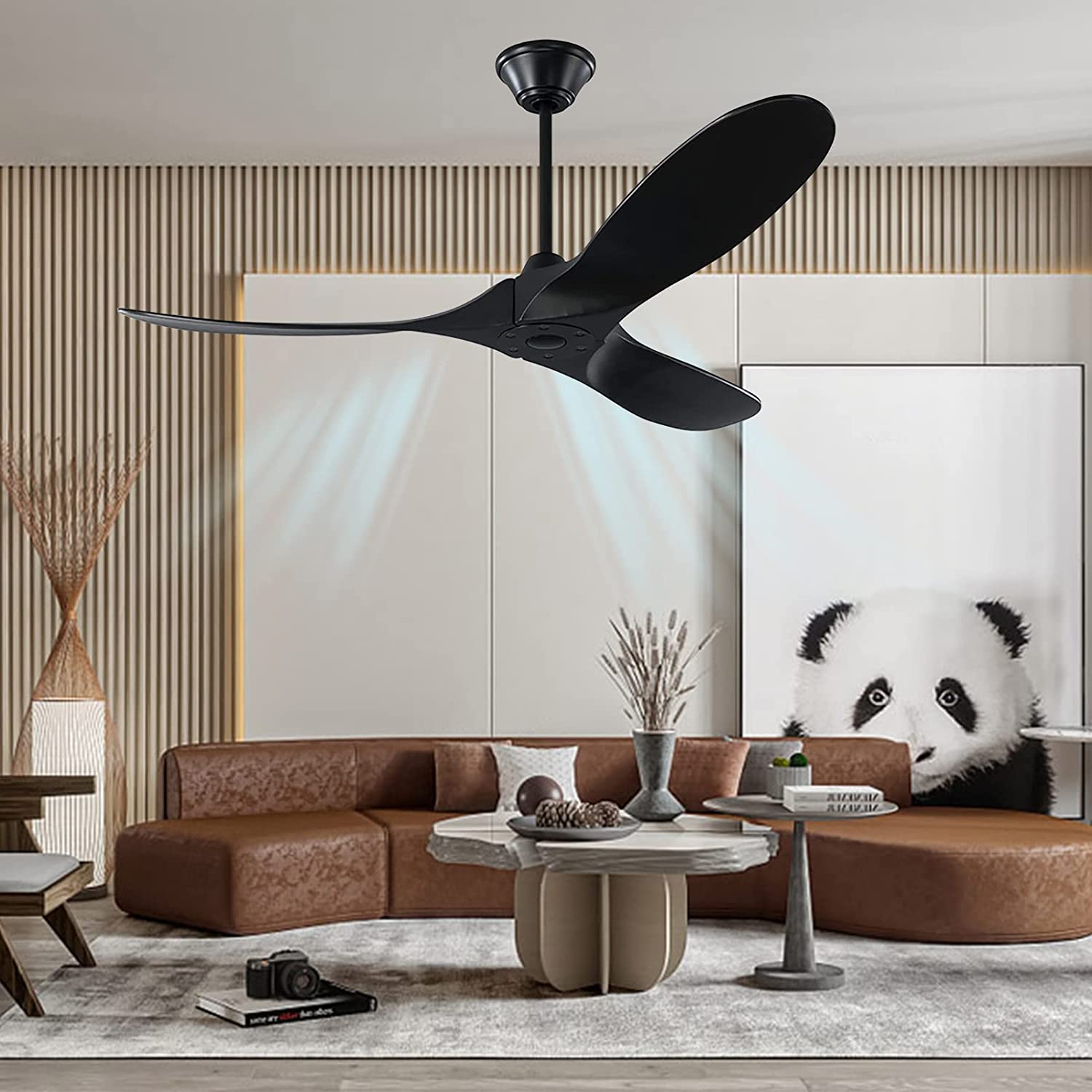 Modern Smart Black Ceiling Fan Quiet Retro 60 In Ceiling Fans - Pensber