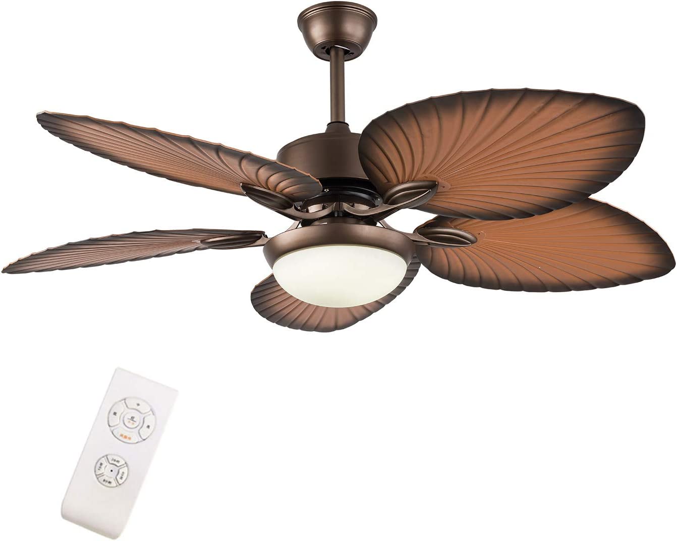 52 Inch Palm Ceiling Fan With Light And Remote Co Bronze Ceiling Fans 