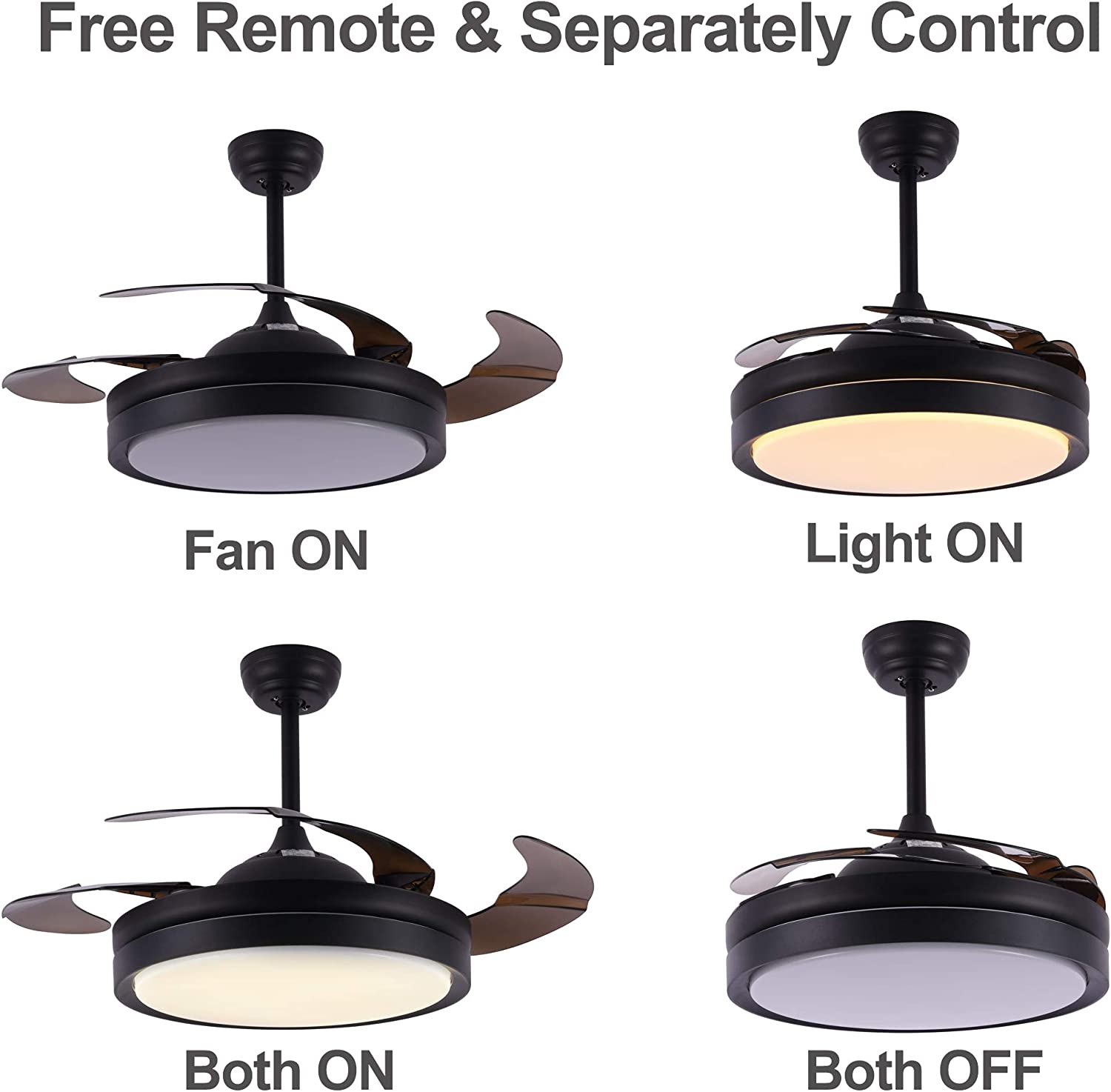 Retractable Ceiling Fan Ceiling Fan with Light an Black Ceiling Fans ...