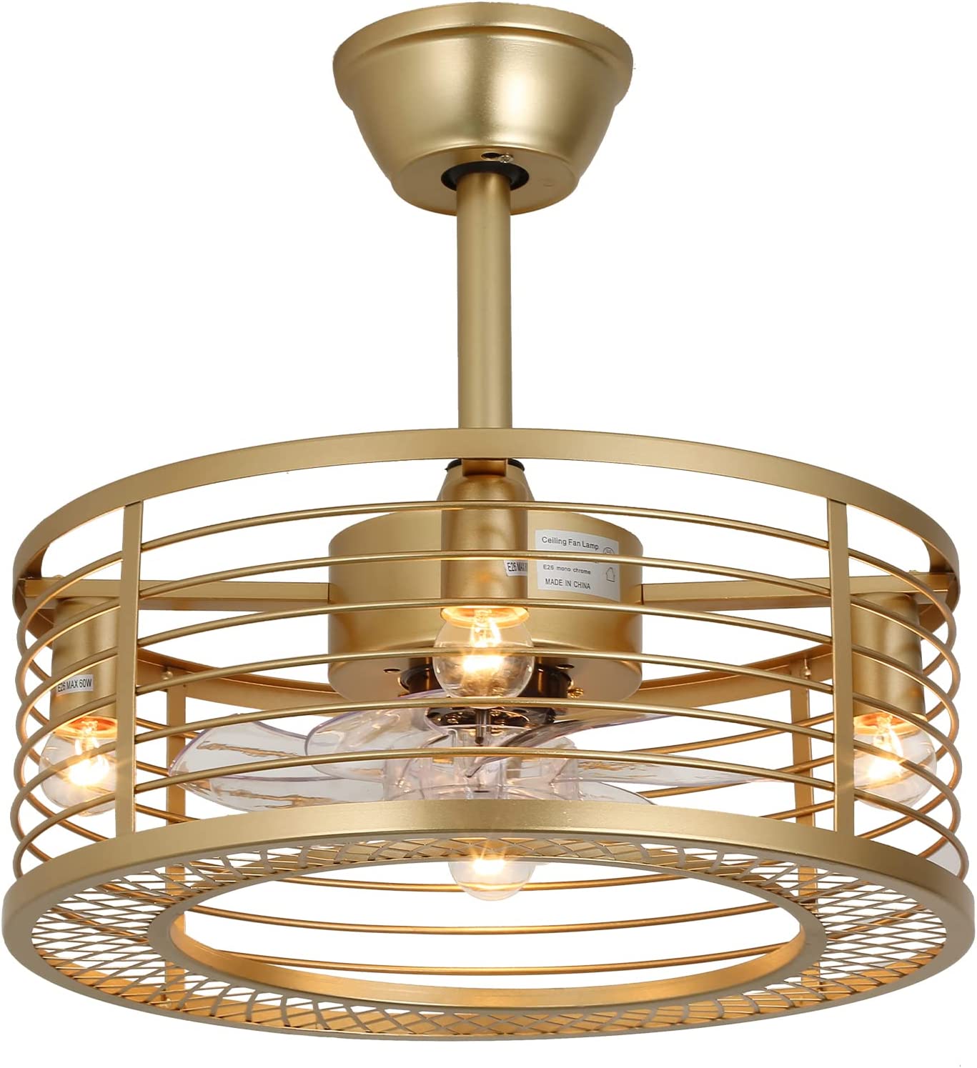 gold caged ceiling fan